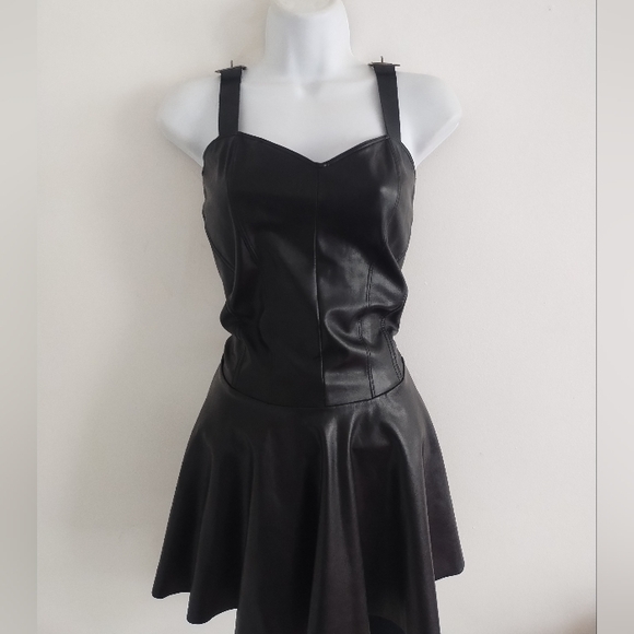 slim fit dress slacks Faux Leather Poplin Corset Midi Dress main image 0